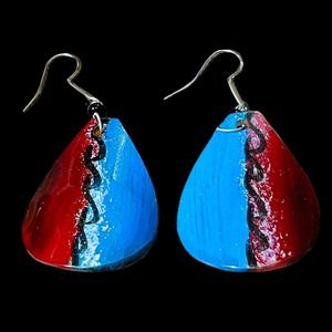 Horn earrings handmade in Africa. Benefits Charity. One of a kind